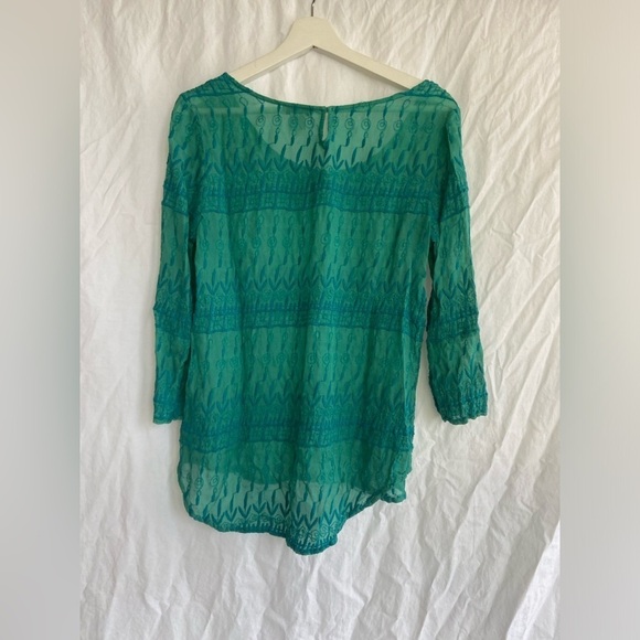 Lucky Brand Boho Semisheer Long sleeve blouse Size Medium - Picture 9 of 11